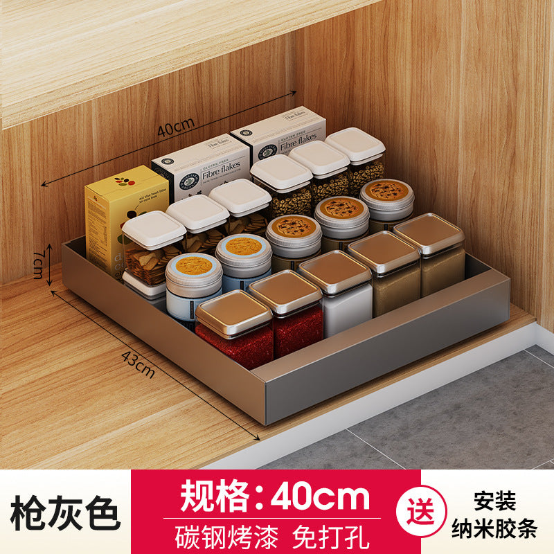 One piece of storage rack, carbon steel delivery, kitchen rack, cabinet, retractable kitchen utensils, storage, smart storage, home multi-function