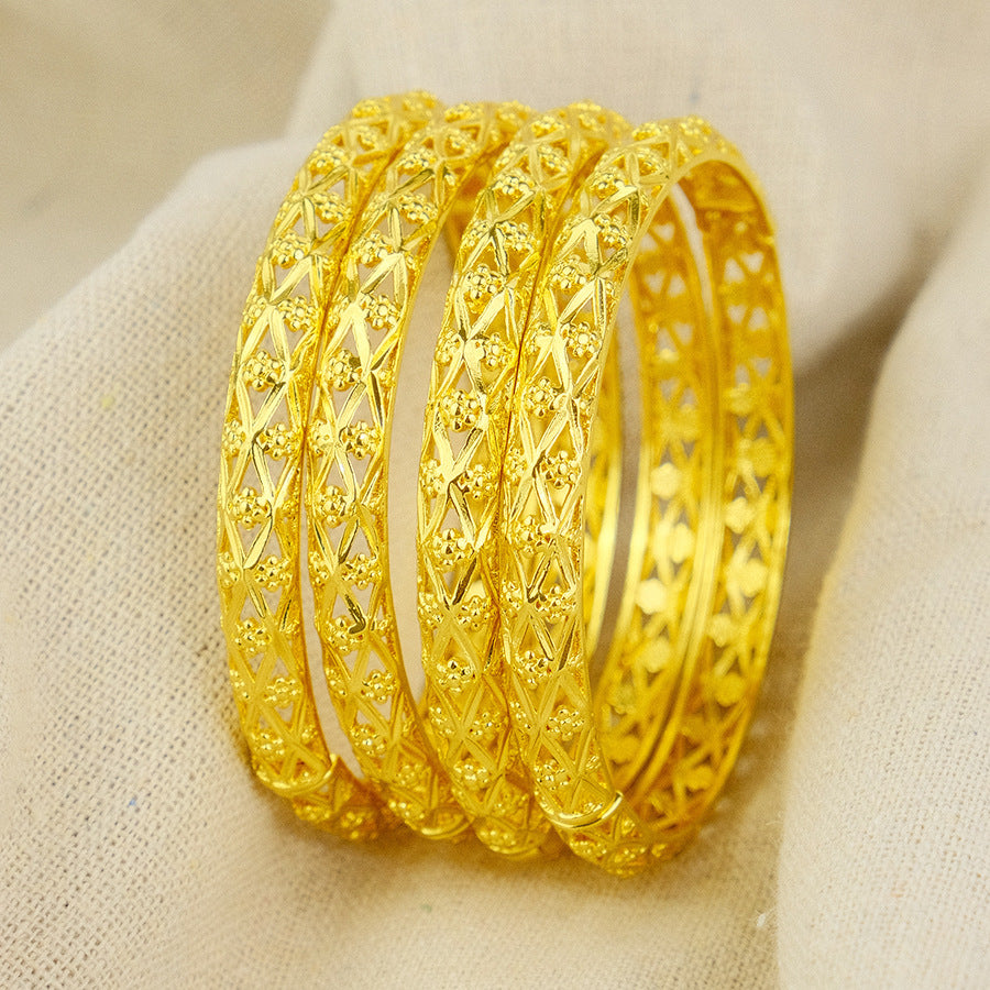 middle eastern women's charm flower bracelet 24k dubai ethiopian san francisco bridal jewelry party