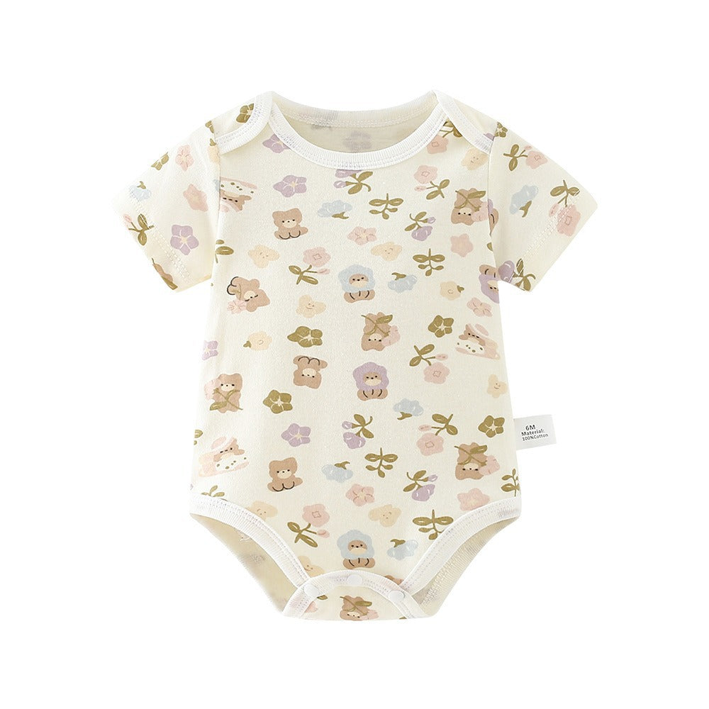 baby romper spring autum triangle crawling short-sleeved male and female baby cotton 0-1 year old one-piece girl butt-covering clothes