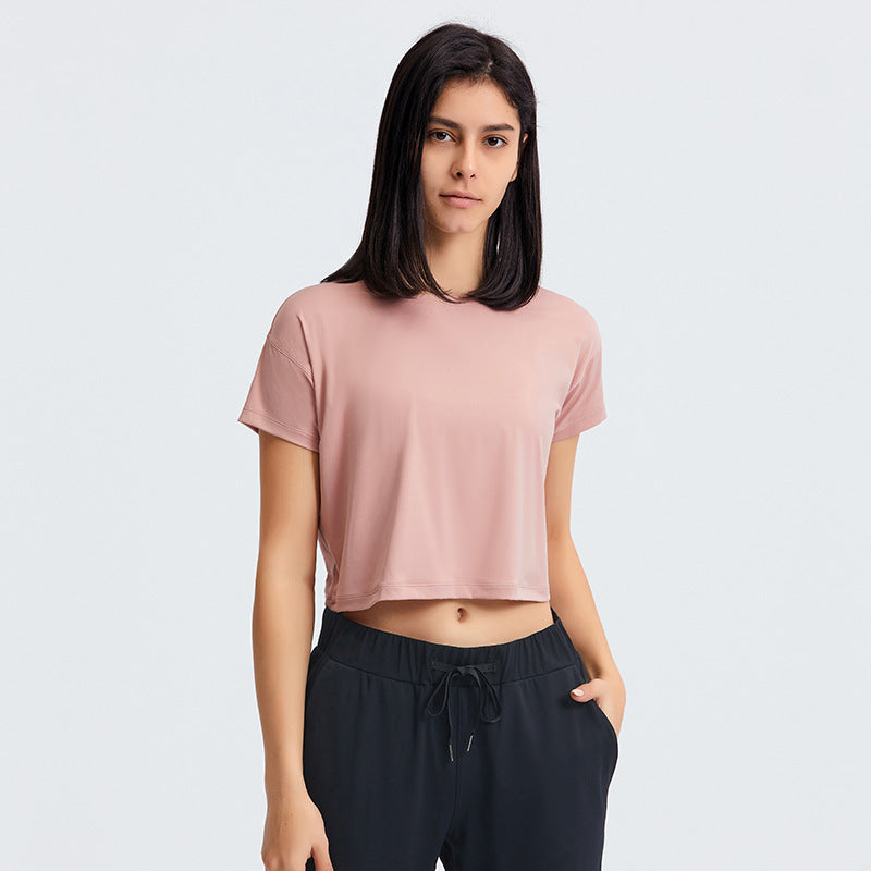 European and american new sexy cropped yoga top - women's quick-dry, loose-fit, breathable outdoor sports & fitness apparel ds071