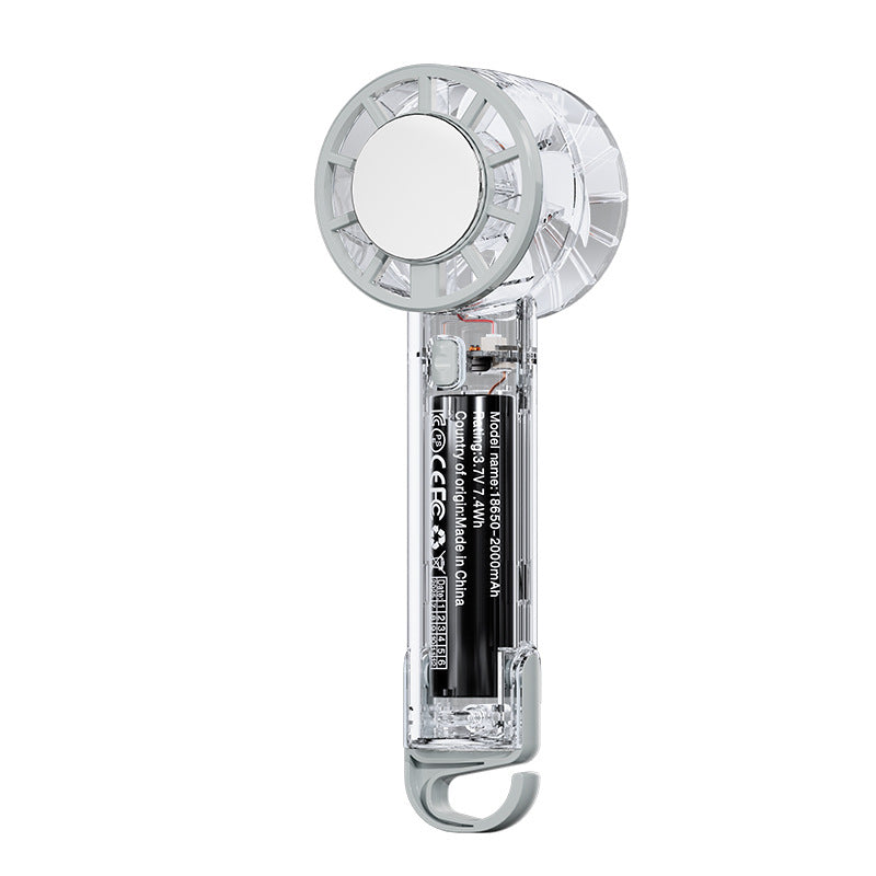 transparent cooling handheld fan for home office desktop usb fan outdoor portable hiking buckle fan