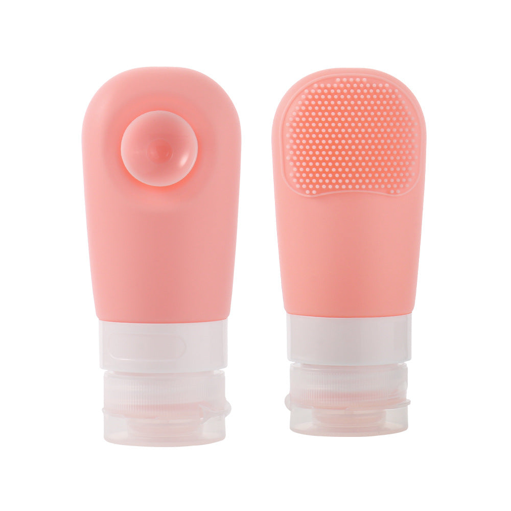 Press the outdoor travel silicone sub-bottle with suction cup brush 60ML laundry detergent shower gel silicone storage bottle