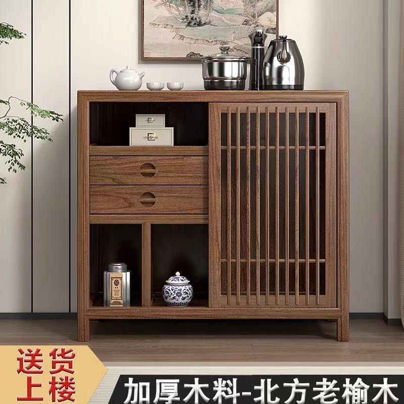 New chinoiserie tea cabinet solid wood tea cabinet tea side cabinet for homemovable tea table water boiling multi-functional storage sideboard