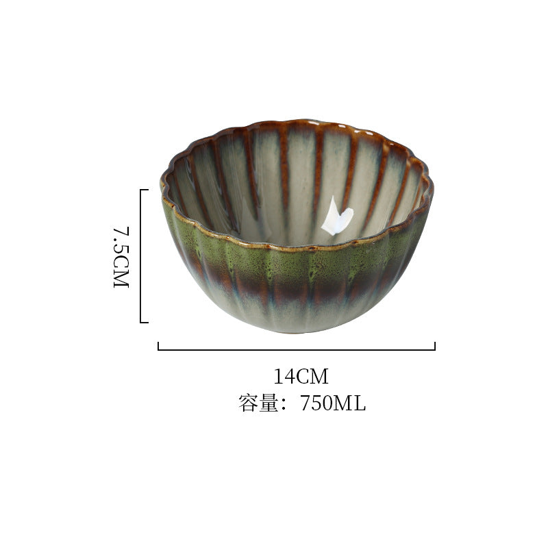 Japanese style ceramic bowls, plates, household high-looking rice bowls, soup bowls, dish sets, ins kiln turned into retro