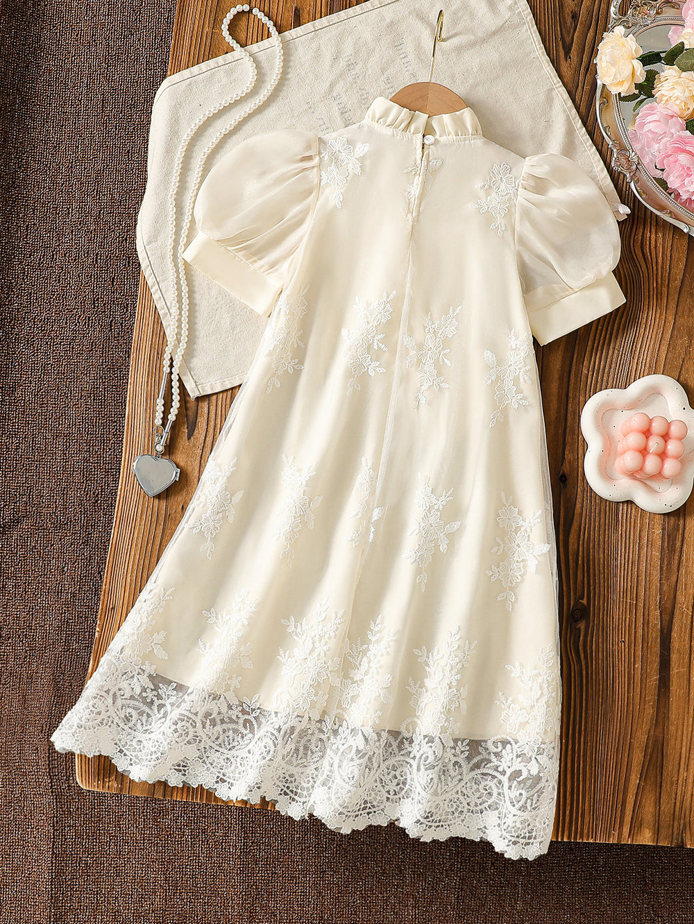 summer cross-border e-commerce 3d mesh wave patchwork a-line princess dress