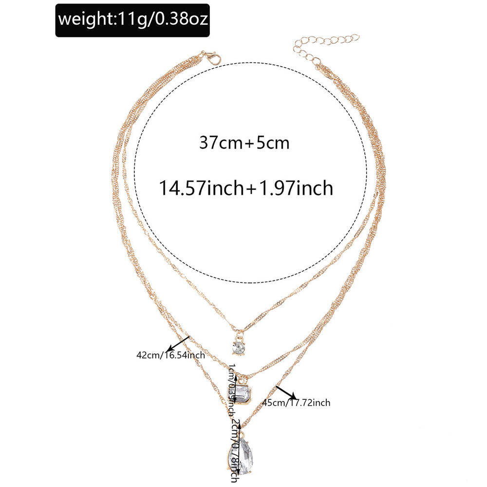 Fashionfashioninsirregular water drop gemstone necklace casualeasiest for matchaccessible luxurymulti-layered sweater chain necklace
