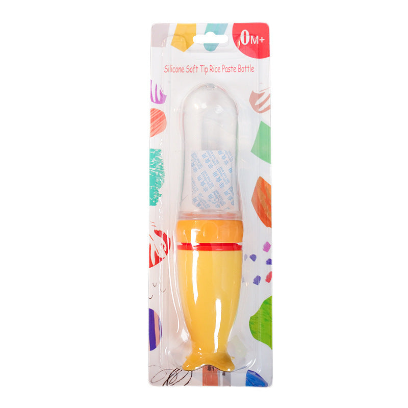 English card baby rice paste bottle baby silicone feeding bottle children's complementary food bottle rice paste spoon extrusion feeding spoon
