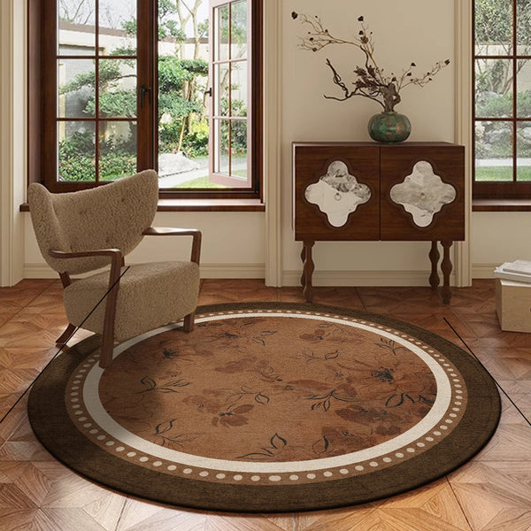 Medieval style round living room carpet sofa coffee table mat high sense bedroom cloakroom bedside floor mat waterproof and anti-fouling