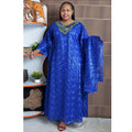 European and american export african women's embroidered lace loose batwing sleeve dress robe three-piece set with vest and headscarf