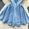 French chic mini dress - women's summer high-end round neck sleeveless metallic buckle waist slimming a-line party dress