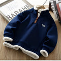 autumn new children's hoodie: embroidered half-zip stand collar top for boys and girls - korean style trendy clothing for mid-to-large children