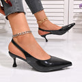 2026new arrivalfrench pointed toe back hollow sandals women's patent leather stiletto heel flats multi-color easiest for matchelegantwork clothing high heels