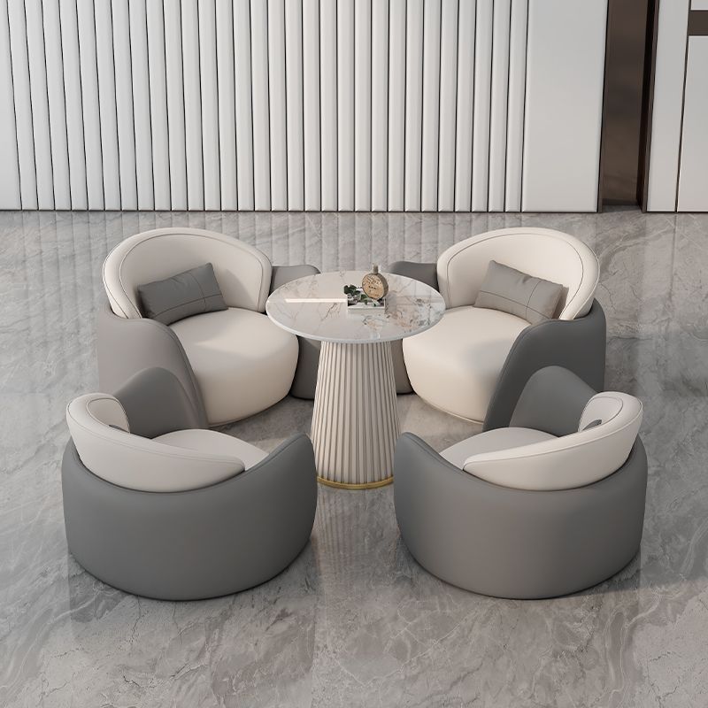 New arrival business negotiation sofa leather art lobby creative casual reception table and chairs orange and white surrounded combination furniture