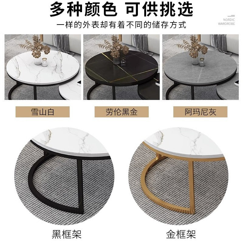 New rock slab nesting coffee table set - modern minimalist luxury living room table for small spaces - trending coffee table