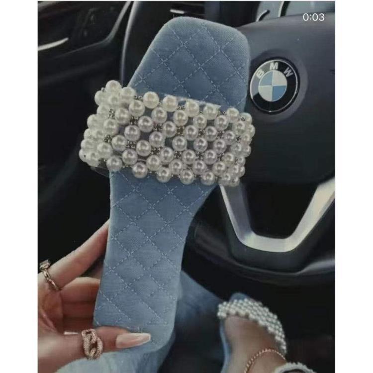 new women's handmade beaded slide sandals - sweet, girly, fairy style flat heel slippers for export