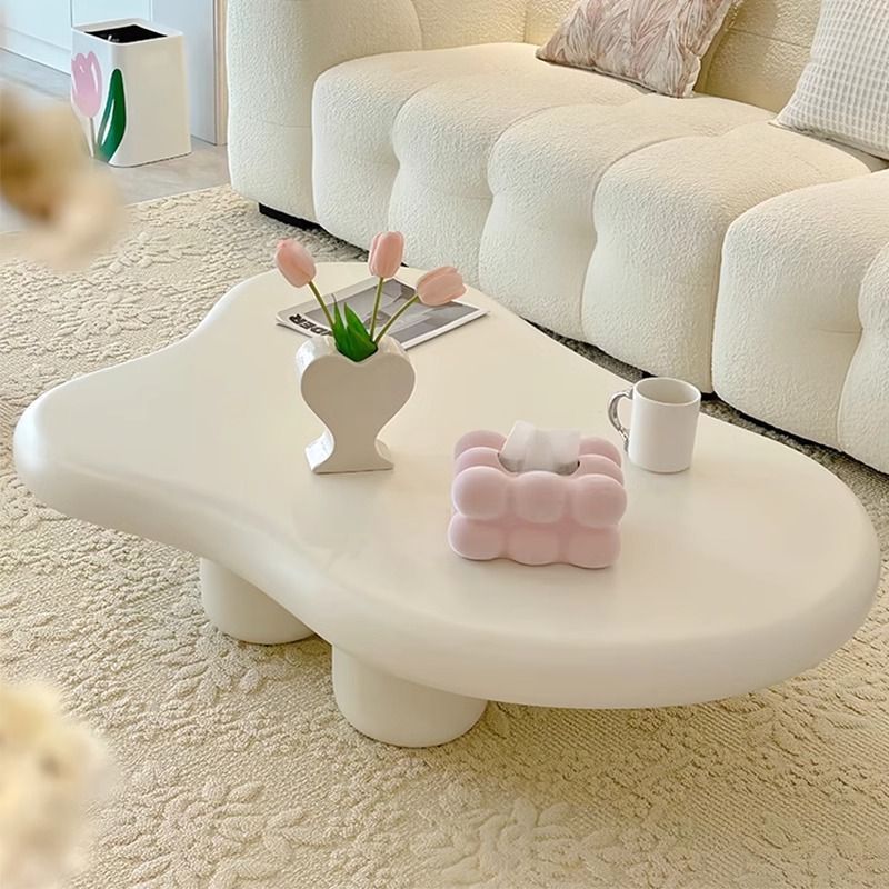 Influencer-approved cream cloud coffee table: nordic-style, space-saving, irregular shaped tea table for modern minimalist home decor and homestays
