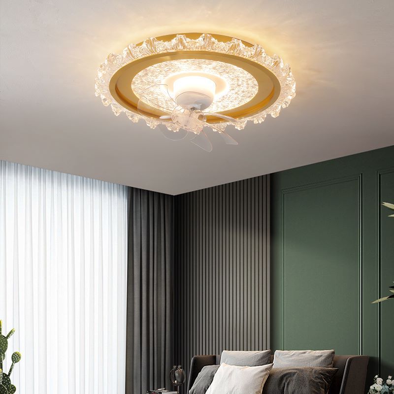 Full Spectrum Bedroom Fan Light Nordic Living Room Fan Light Simple Modern Atmosphere Hall Light with Electric Fan Lighting