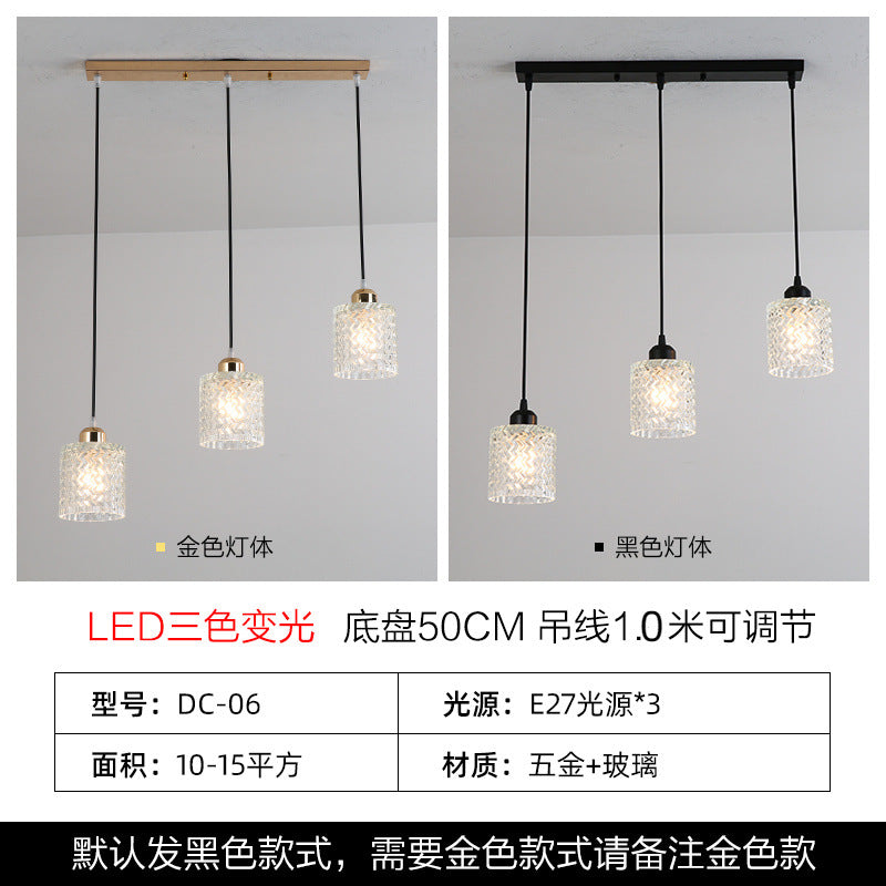 Minimalist personalized bar lighting aisle light luxury Internet celebrity meal restaurant chandelier three modern creative glass chandelier