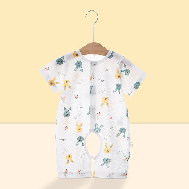 Baby short-sleeve romper with open crotch - summer outfit for infants and toddlers - class a pure cotton thin summer clothes - baby onesie for summer