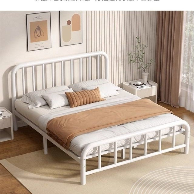 Wrought iron bed double bed 1.8m european style casual1.5 reinforced thickened single iron bed rental house iron frame bedkids
