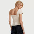 cross-border european and american women's summer high-end, cool, and chic "queen bee" style t-shirt - off-the-shoulder, sexy, sleeveless top