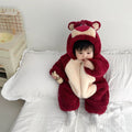 Baby girl onesie, infant winter loungewear, unisex strawberry bear cartoon super cute outfit, toddler romper