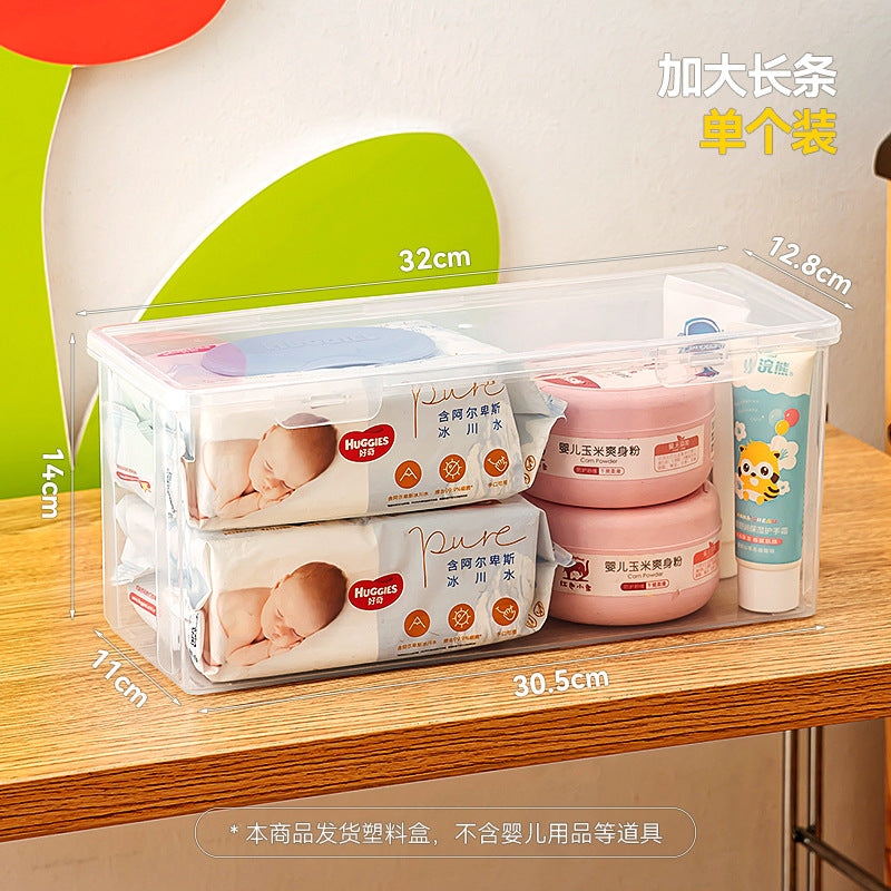 Toothpaste bottle storage box with lid Plastic baby toy box with lid Transparent flip rectangular storage box