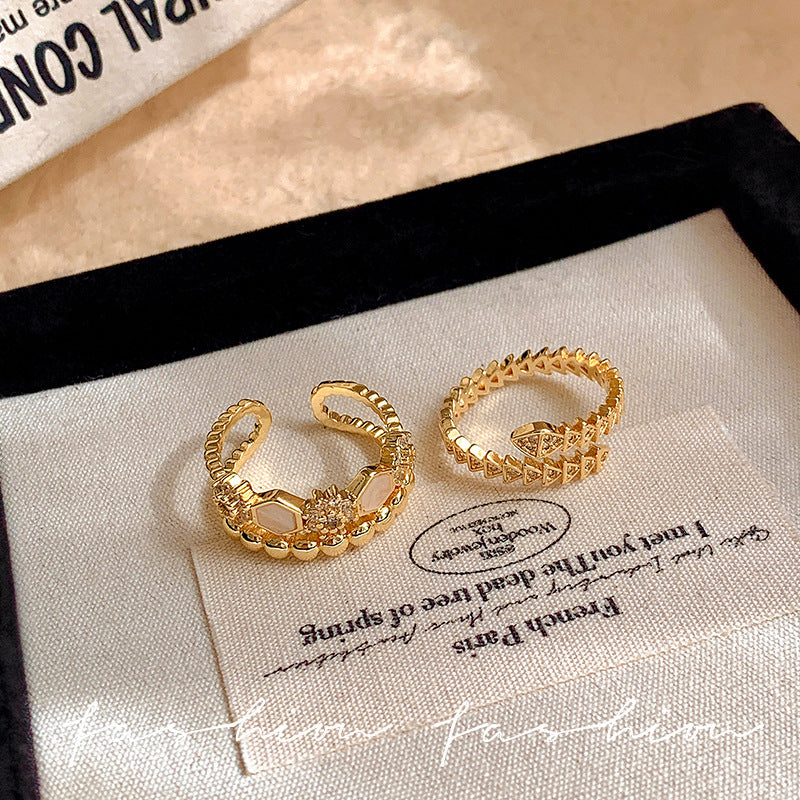 European and american niche design rings for women - light luxury, elegant, high-end, adjustable open ring, fashionable and versatile jewelry