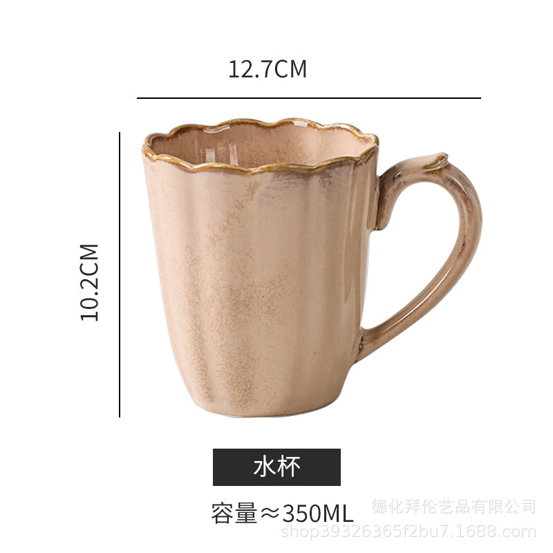Creative retro western tableware suit restaurant for home italian stylish style grids kiln bowl plates ceramic wholesale