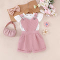 25 cross-border spring and summer fashionnew arrivalgirl round neck small flying sleeve tops heart design suspender shorts suitgirl