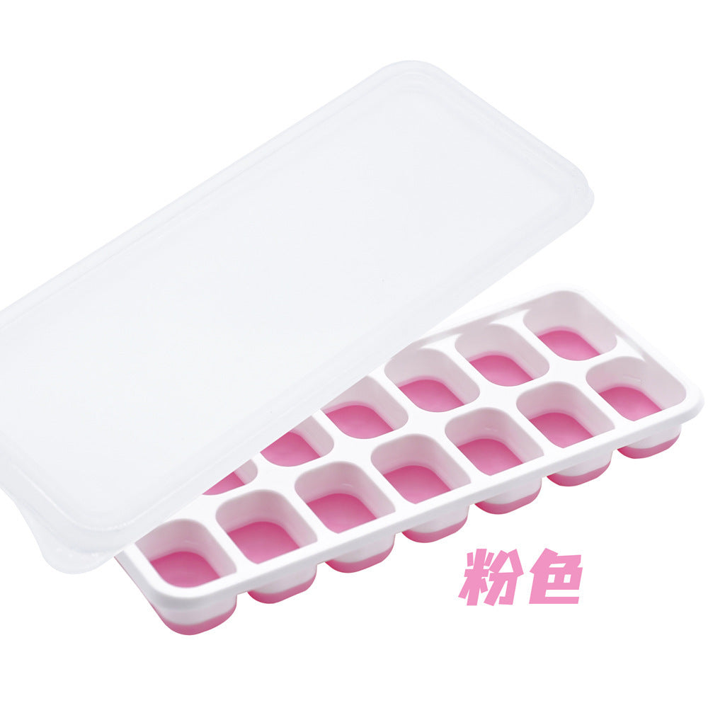 14-cavity square ice cube tray with lid - silicone soft base, easy release, diy ice mold kit