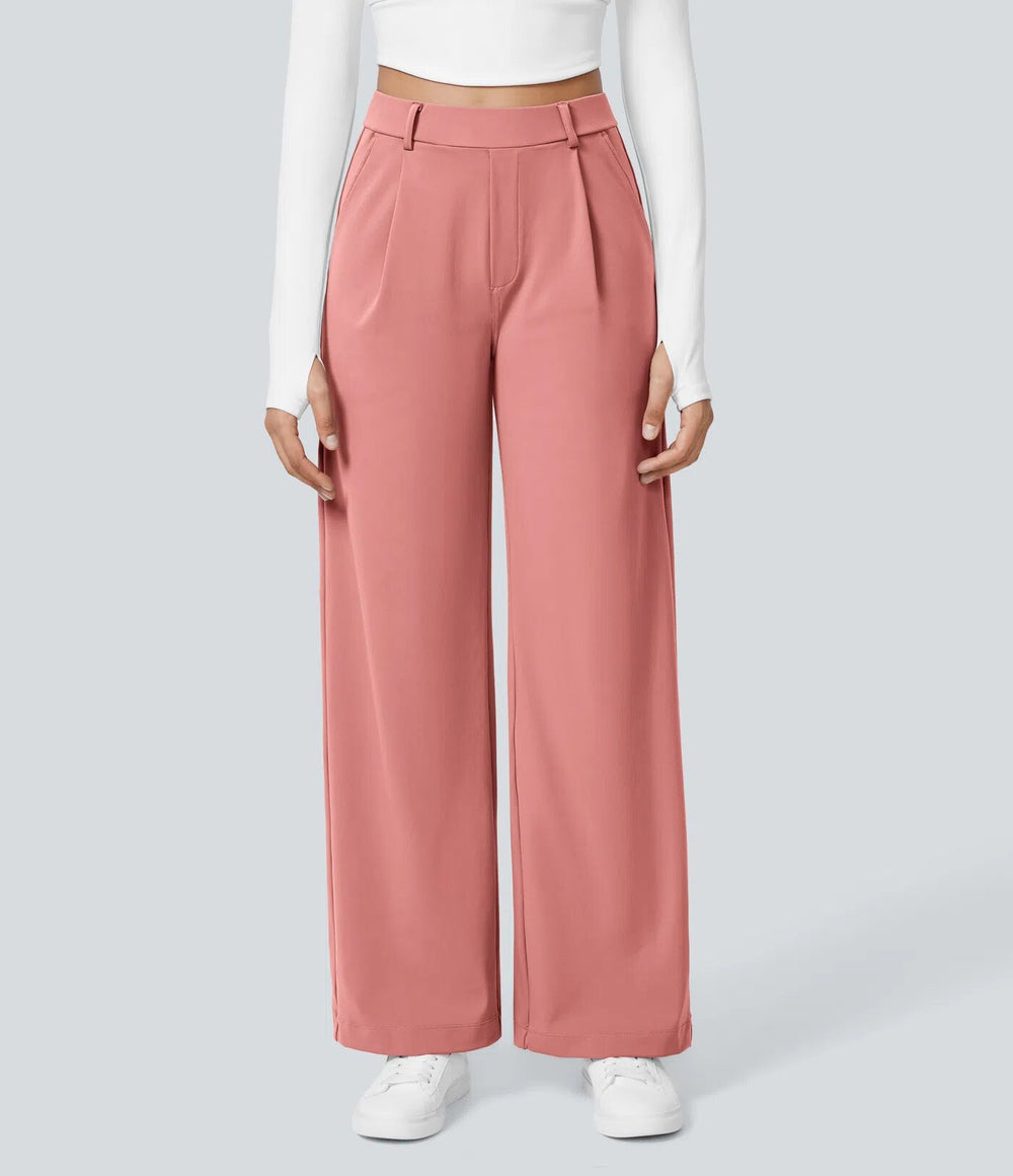 Amazon 2025 autumn new women's cross-border fashion casual solid color pocket loose fit suit pants - versatile and stylish