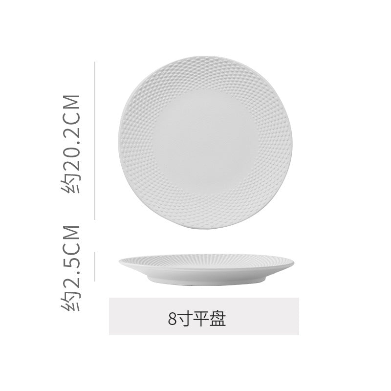Hotel personalized frosted ceramic western dinnerware set - minimalist solid color polka dot business dinner plates
