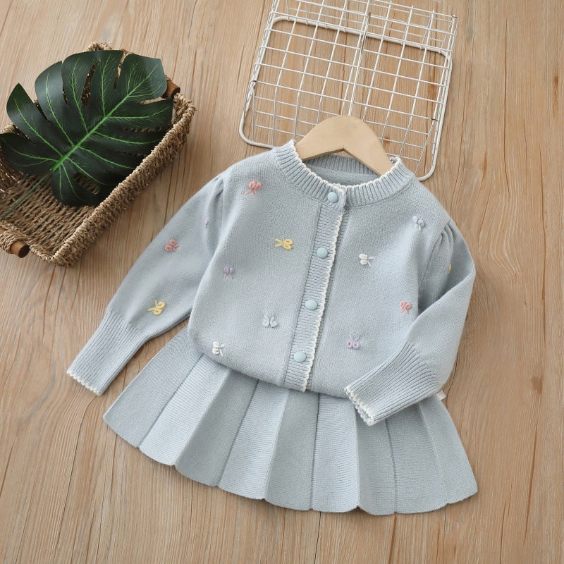 Girls' sweater set:  autumn new collection - sweet two-piece outfit with skirt for little girls
