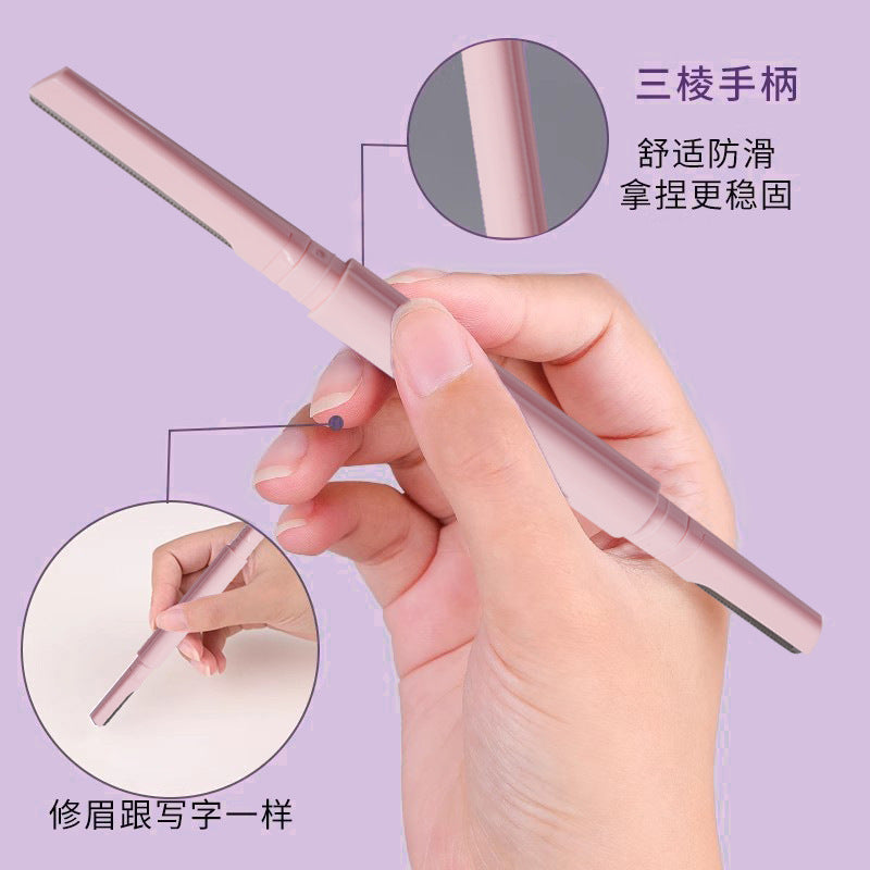 2-piece straight-handle double-ended eyebrow razor set - women's stainless steel eyebrow shaping kit - portable eyebrow grooming tool set