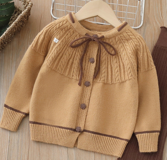 Dropshipping girls' knitted sweater two-piece set -  autumn/winter new collection - baby girl pants set