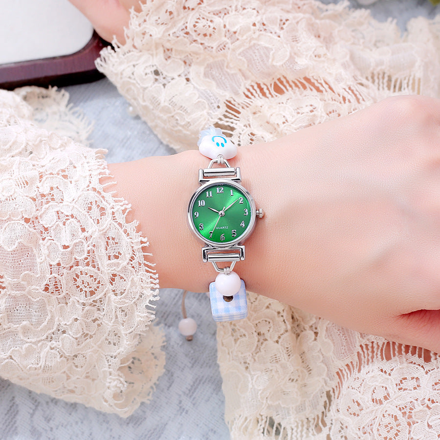 Jewelry pearl strap watch new design black technology internet celebrity stylish creative quartz watch quartz women's watch