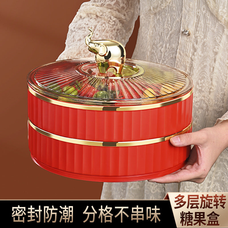 Chinese-style household nut box, snack storage box, wedding event candy plate, advanced sense multi-layer grid, living room dried fruit plate