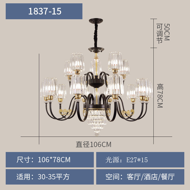 Living room lamp modern simple atmosphere light luxury hall high-end lighting villa duplex building American lamp crystal chandelier