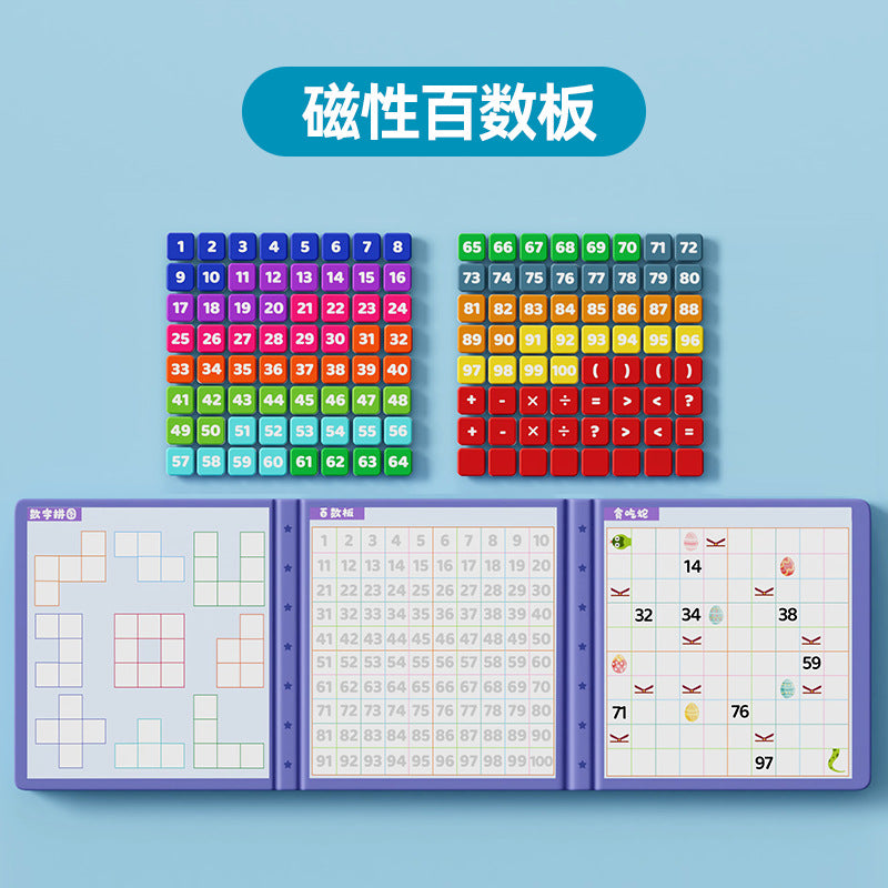 Magnetic number board - addition & subtraction learning tool - math enlightenment for first grade - counting to 100 - montessori educational toy for preschool