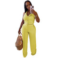 C7461 cross-border   fashion women's casual halter tie-neck top and pants two-piece set