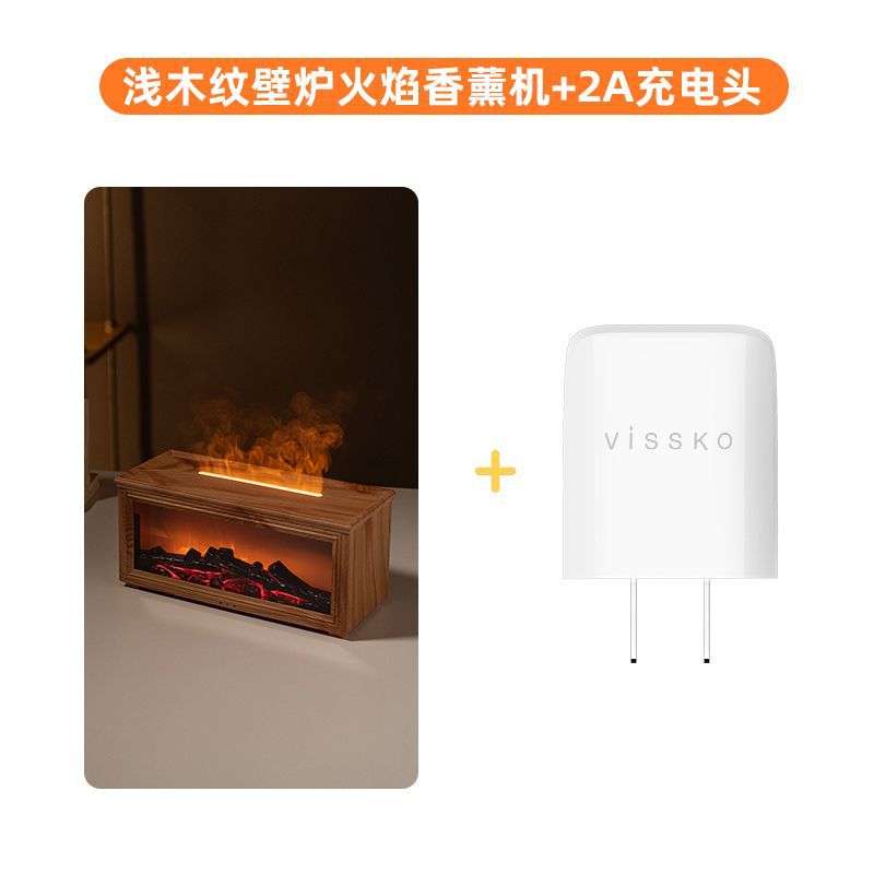 New fireplace simulation flame aroma diffuser humidifier - perfect for office, living room, bedroom, or desktop. features a small, color-changing ambient light