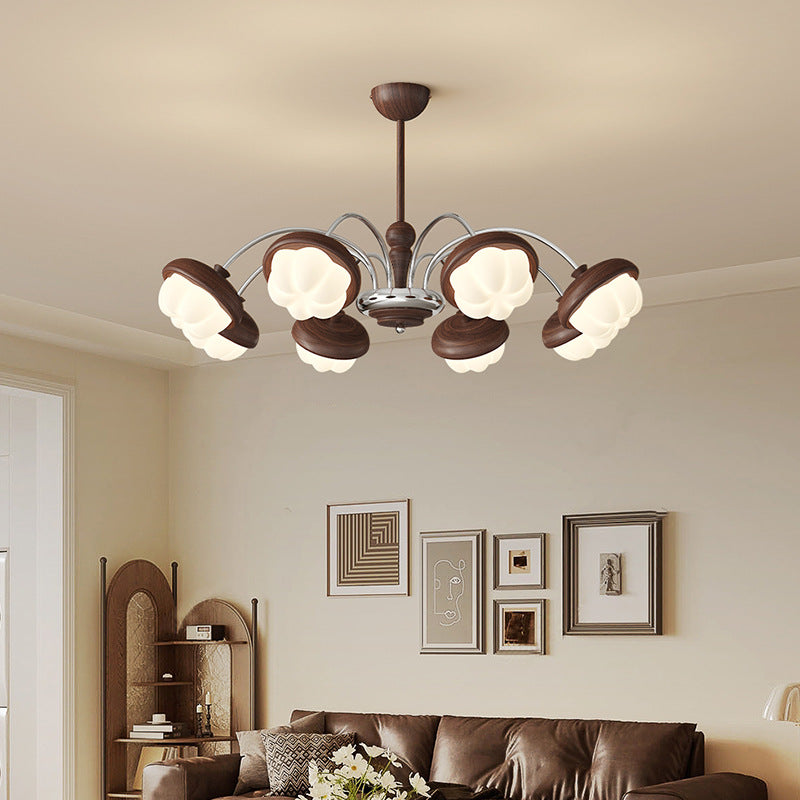 Medieval style walnut pattern retro flower living room chandelier French cream high-end bedroom dining room lighting new