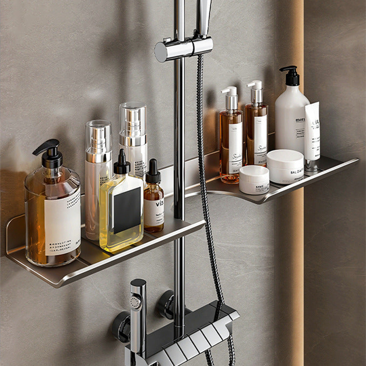 Shower Room Shower Bracket Shelf No Punching Space Aluminum Bathroom Cosmetics Shampoo Body Wash Storage