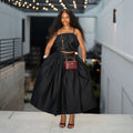 European, american, and african women's clothing:  summer new arrivals - fashionable and elegant bandeau top and high-waisted midi skirt set