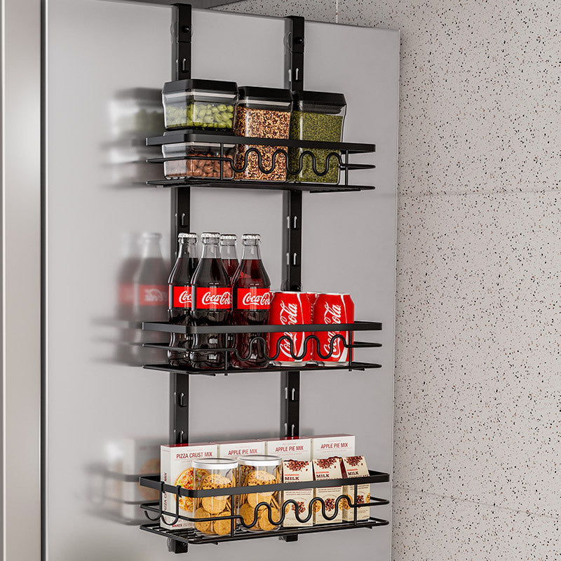 Cross-border hot-selling bathroom, kitchen square tube door, hanging basket, three layers, four layers, five layers, iron powder spraying rack, no punching