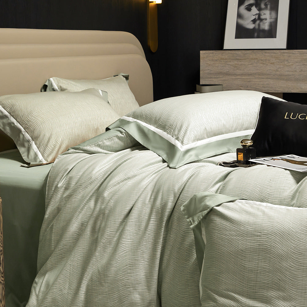 Italian luxury 120 long-staple cotton four-piece set of color-woven jacquard moisture-absorbing soft gift box packaging housewarming gift