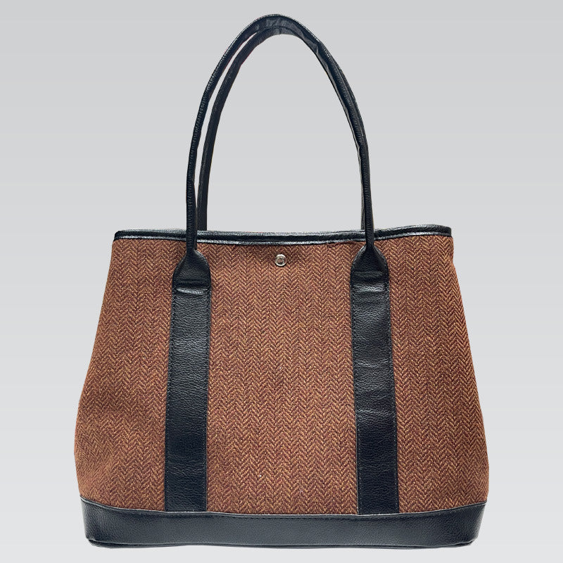 Cross-border hot-selling 2025 new women's bags, retro woolen handheld large bags, simple and versatile large-capacity commuter shoulder bags