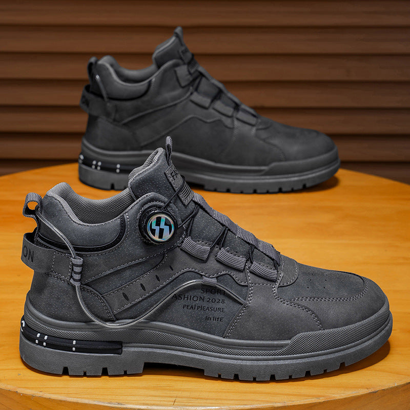 Boots men's high-top spring british style retromencasual leather shoes mid-top waterproofnon-slipworkwear boots