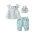 Girls' summer outfit  new three-piece set, sweet style, pure cotton class a, stylish baby girl clothes